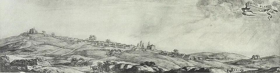 Castilblanco, acuarela de Pier Maria Baldi, Biblioteca Laurenciana de Florencia, recogida en Sánchez Rivero A, Mariutti de Sánchez Rivero A. "Viaje de Cosme de Médicis por España y Portugal (1668-1669